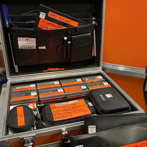 Getting the briefcase @amptowncases ready, with all the clever accessories from @shure @dpa_microphones @miproglobal...